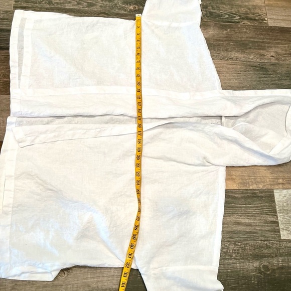 La. Fixsun White 100% linen Open Hoodie Oversized Jacket M Lagenlook Beach - Picture 9 of 10